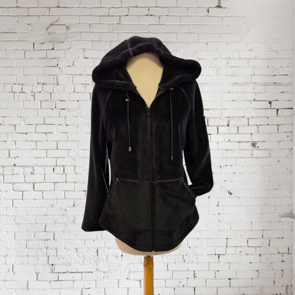 Kristen Blake Black Zip-Up Hoodie Plush Pockets - Picture 1 of 8
